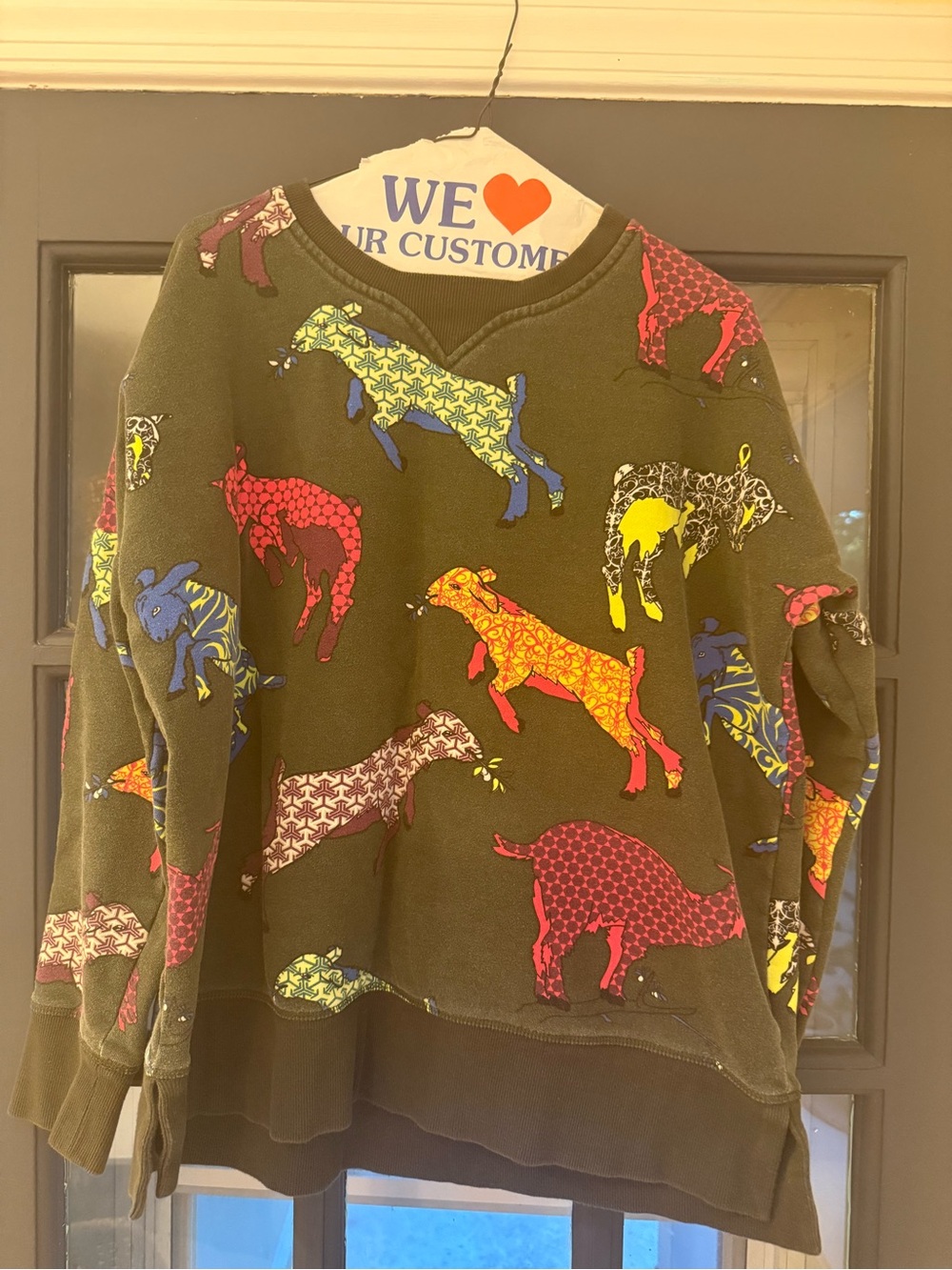 Sweaty Betty Earthshine  Goat Print Sweatshirt Medium -